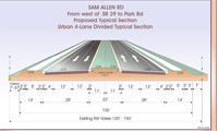 Sam Allen Rd from west of SR 39 to Park Rd - Proposed Typical Section - Urban 4-Lane Divided Typical Section